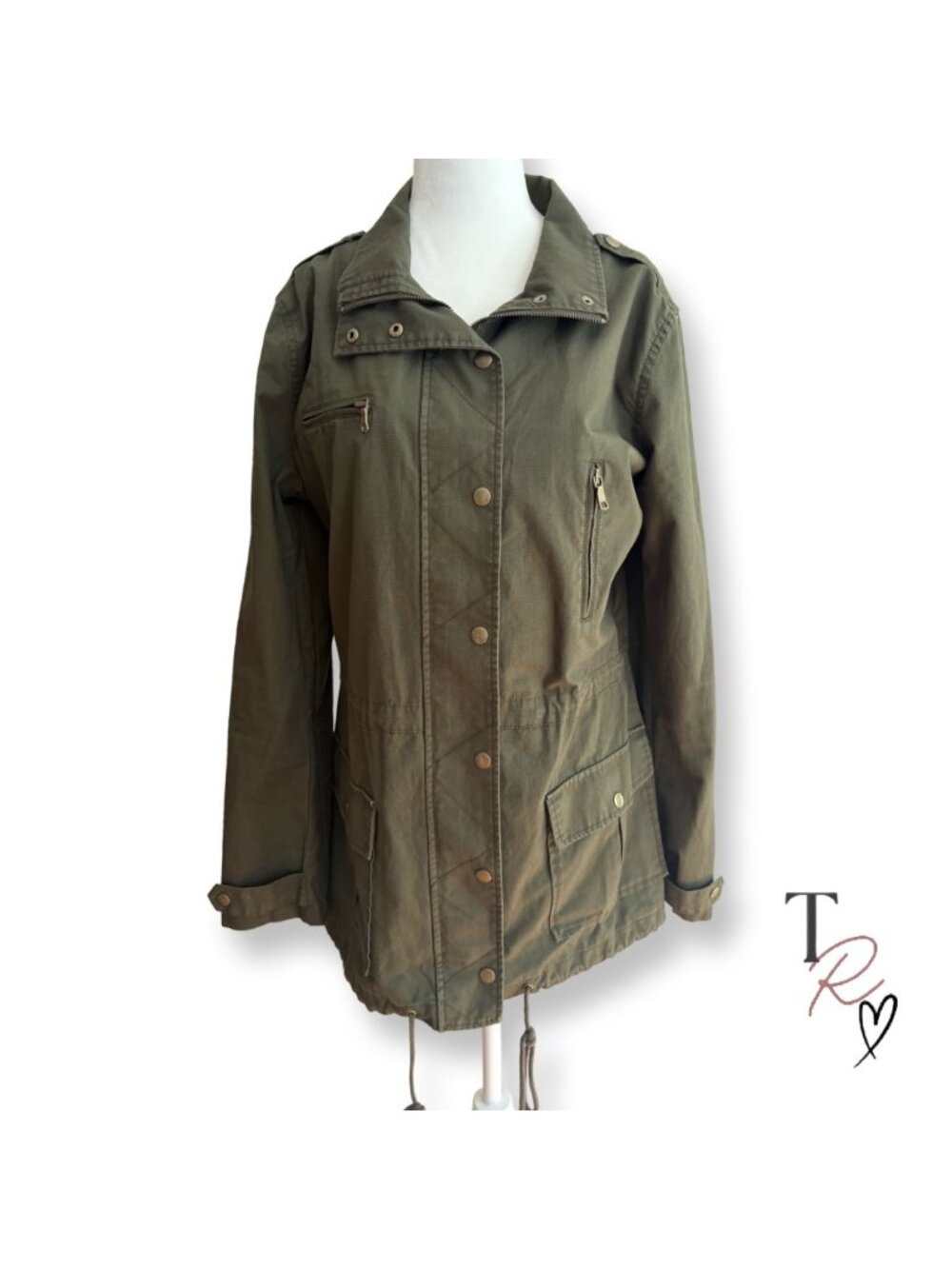 Banana Republic Utility Anorak Jacket Olive Green Military Style Size Large